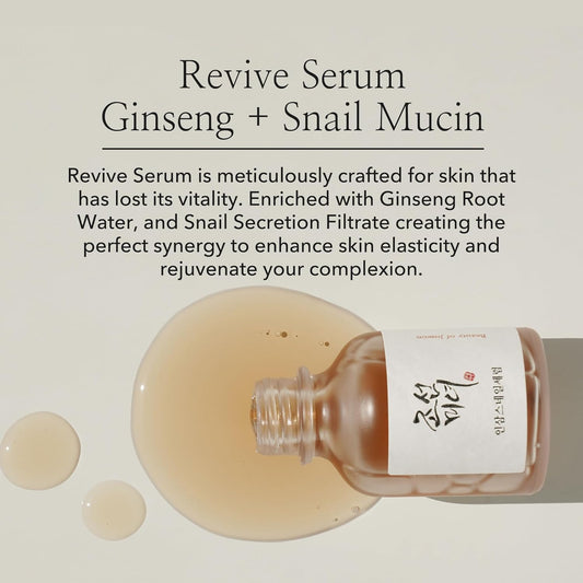 Beauty of Joseon Línea Serum Revive Ginseng + Mucina De Caracol Serum 30 Ml, 1 Fl Oz.