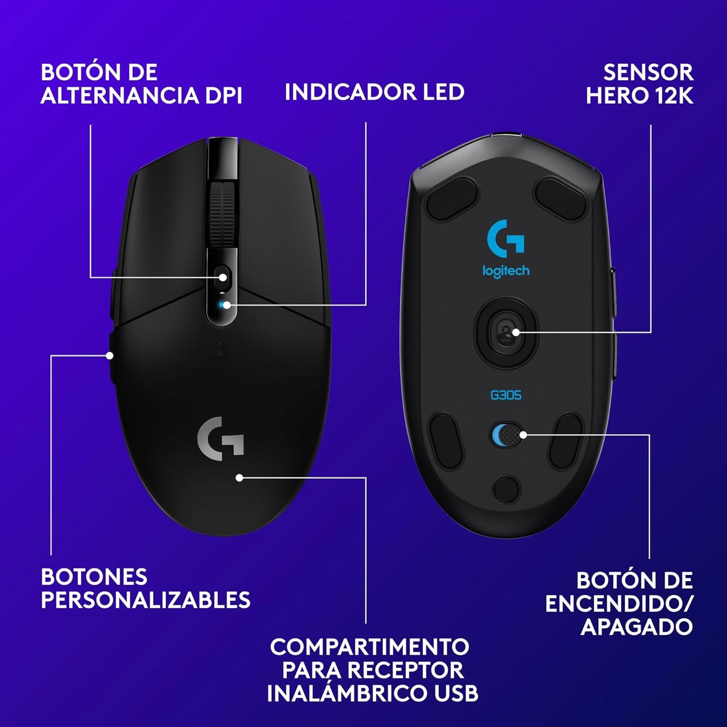 Logitech G305 LIGHTSPEED Ratón Gaming Inalámbrico