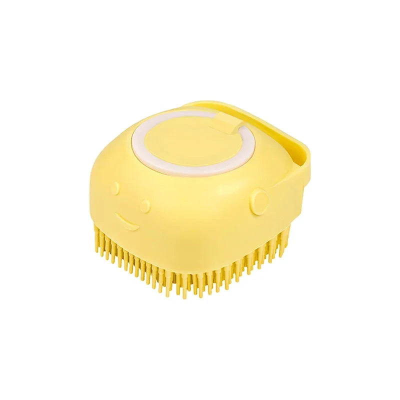 Cepillo de baño para mascotas con dispensador de champú