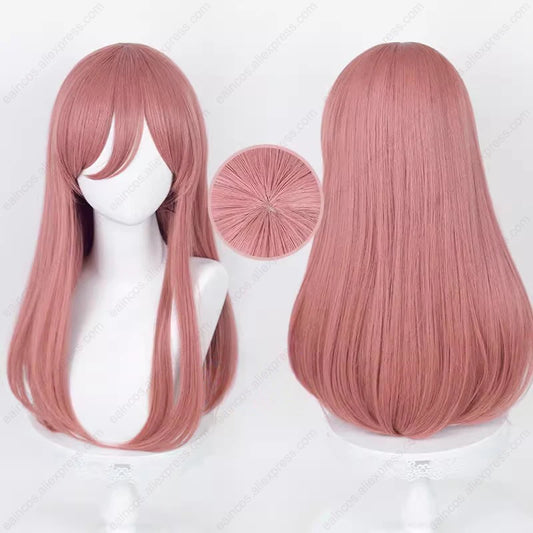 Anime Nakano Miku Cosplay Wig 58Cm Pelucas largas de color rosa oscuro con cabello sintético resistente al calor
