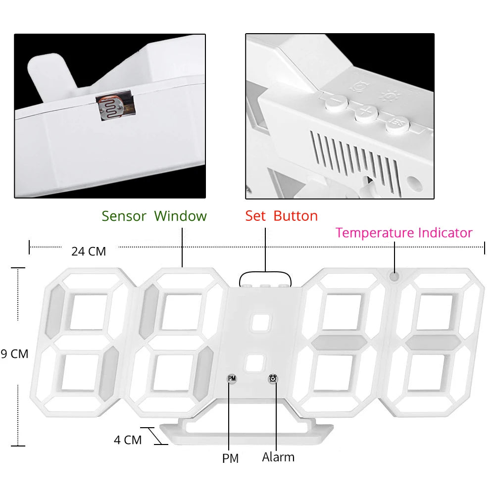 3D LED Reloj de Pared Digital