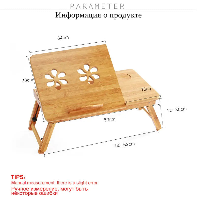 Mesa plegable de bambú para portátil Sofá
