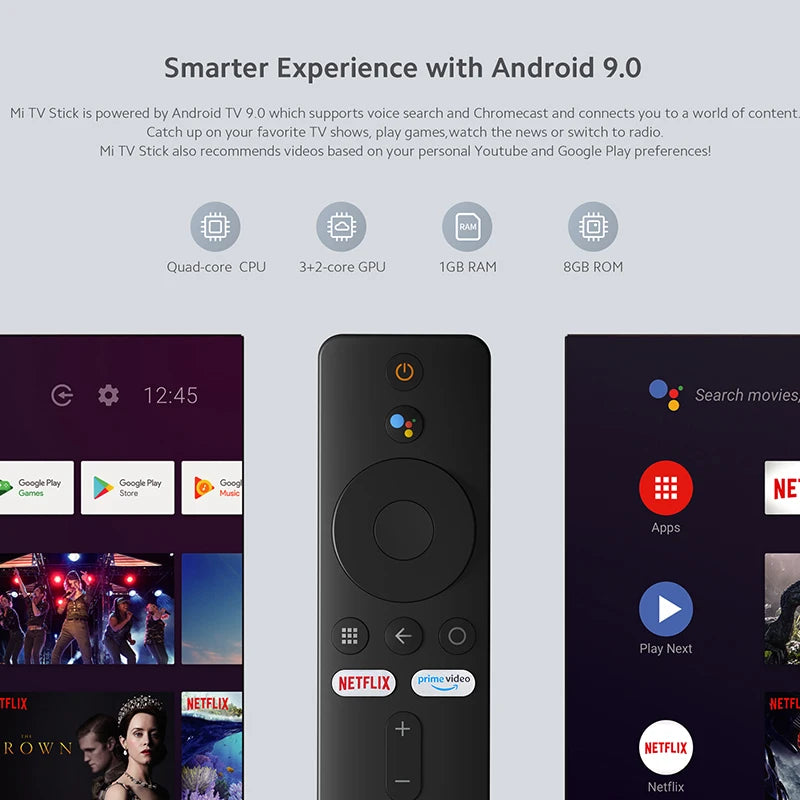 Mi TV Stick Android TV Quad Core 1GB RAM 8GB ROM Bluetooth Wifi Netflix Google Assistant Mi TV Stick