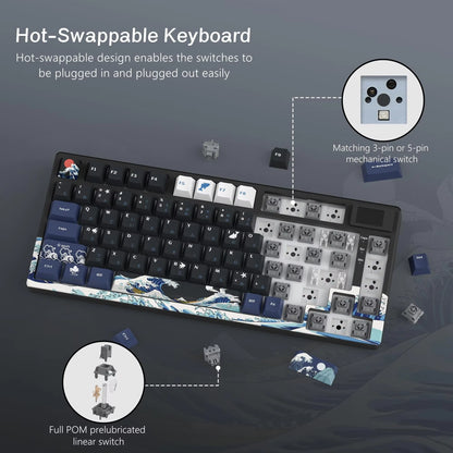 CrystalKeys S80 - Teclado Mecánico Gaming 75% con Pantalla OLED y RGB