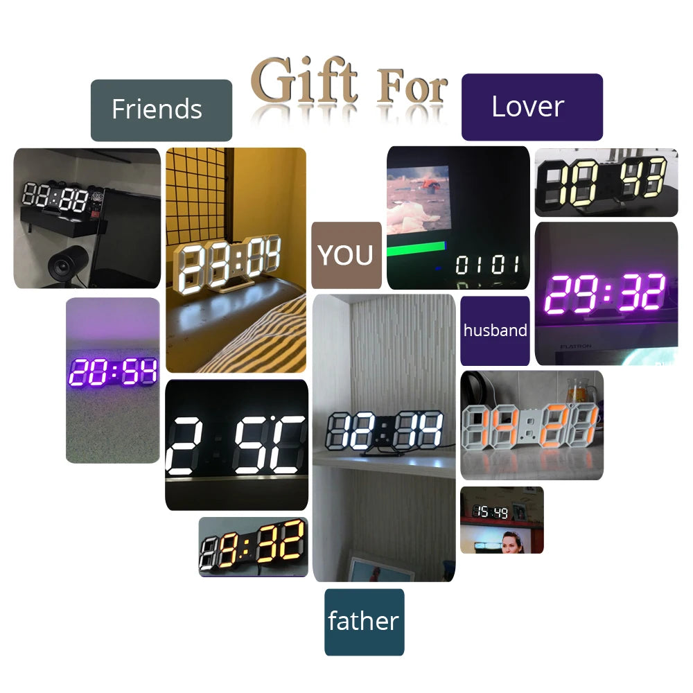 3D LED Reloj de Pared Digital
