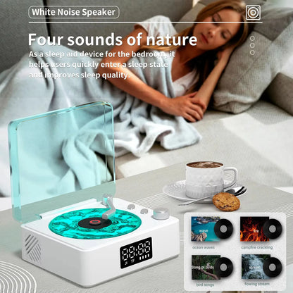RetroWave - Altavoz giradiscos Bluetooth con RGB y ruido blanco