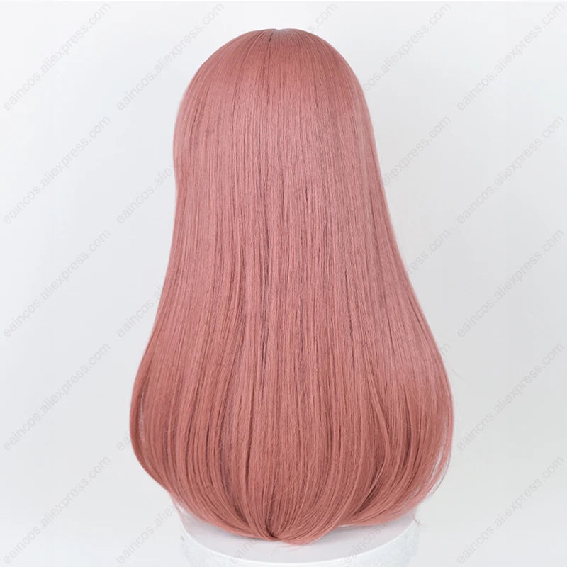 Anime Nakano Miku Cosplay Wig 58Cm Pelucas largas de color rosa oscuro con cabello sintético resistente al calor