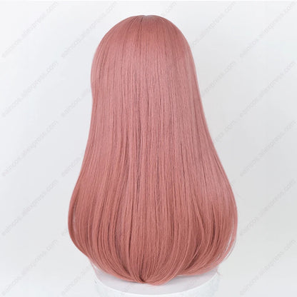 Anime Nakano Miku Cosplay Wig 58Cm Pelucas largas de color rosa oscuro con cabello sintético resistente al calor