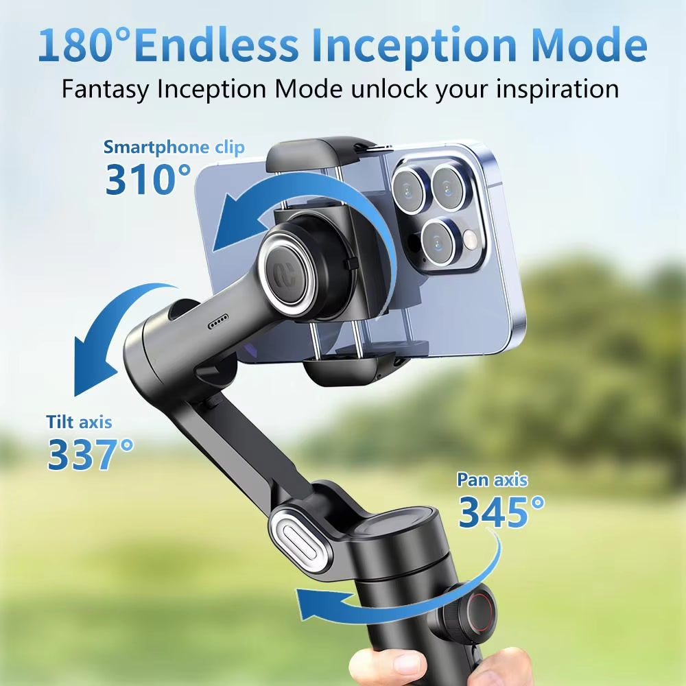 StabilPro XE: Gimbal 3 Ejes con Seguimiento Facial y Luz LED para Vlogging