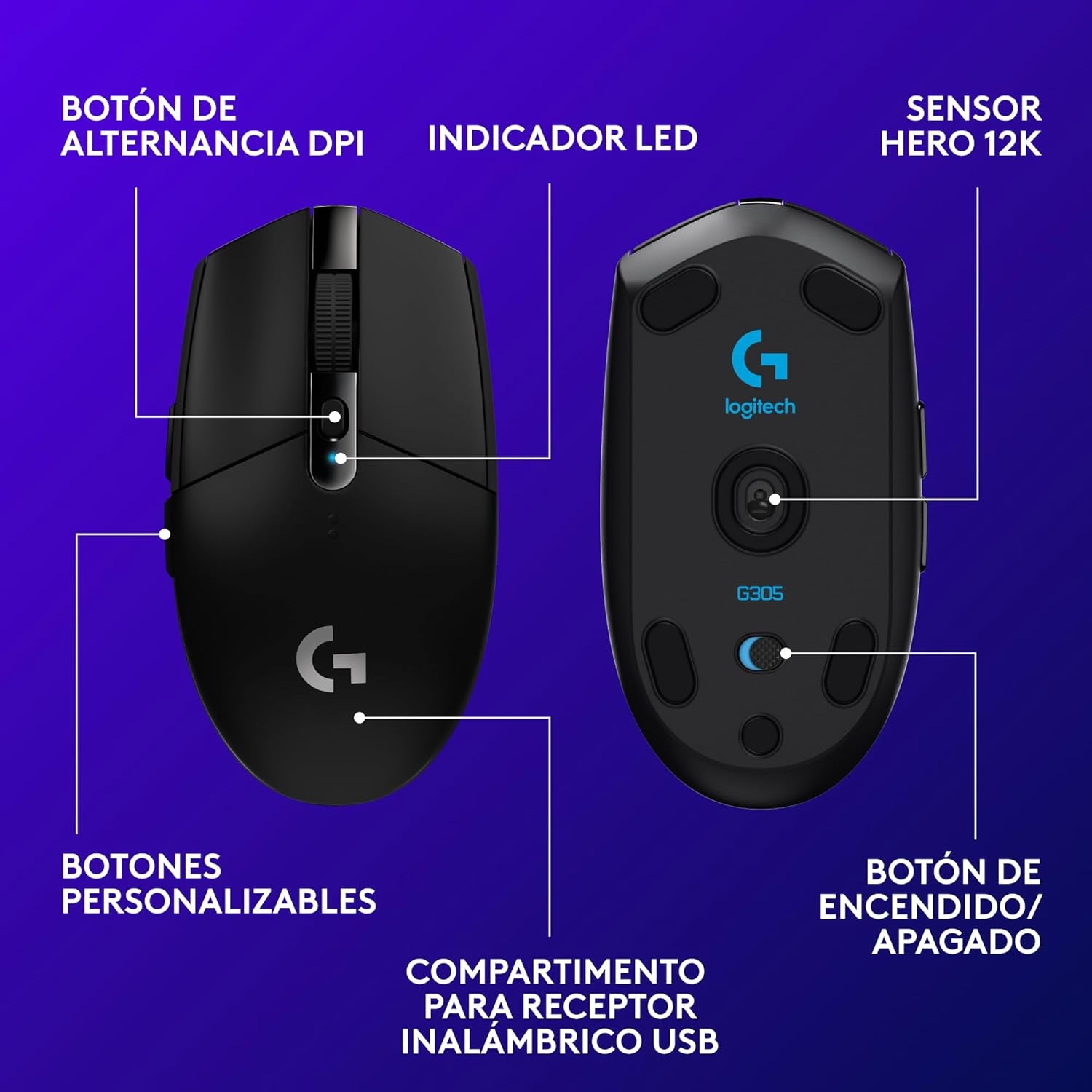 Logitech G305 LIGHTSPEED Ratón Gaming Inalámbrico