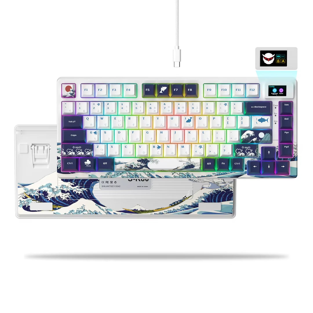 CrystalKeys S80 - Teclado Mecánico Gaming 75% con Pantalla OLED y RGB