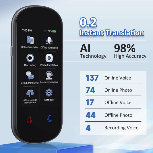 LinguaGo AI - Traductor portátil inteligente con pantalla táctil de 3,1 pulgadas