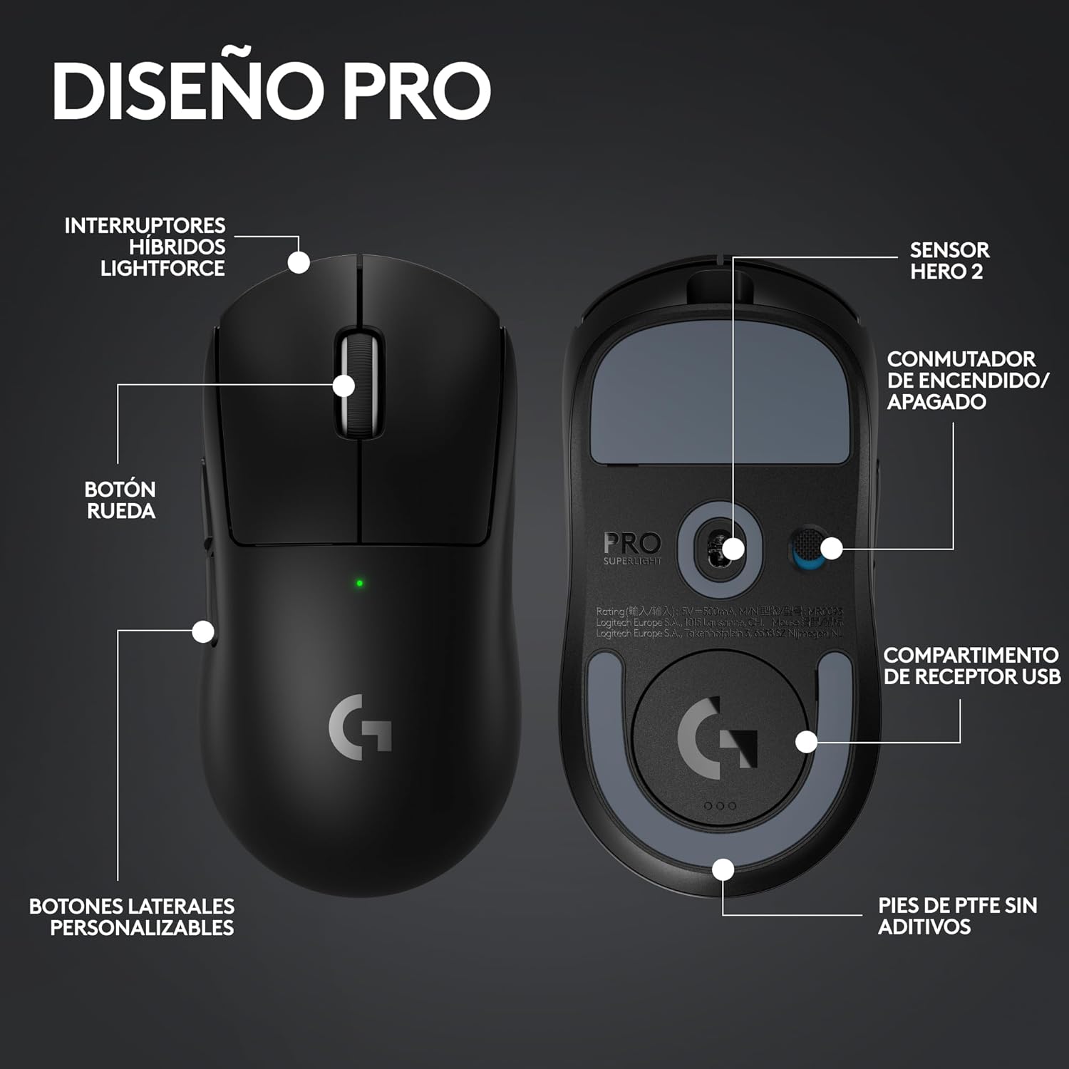 Logitech G PRO X SUPERLIGHT 2 LIGHTSPEED Ratón Inalámbrico Gaming