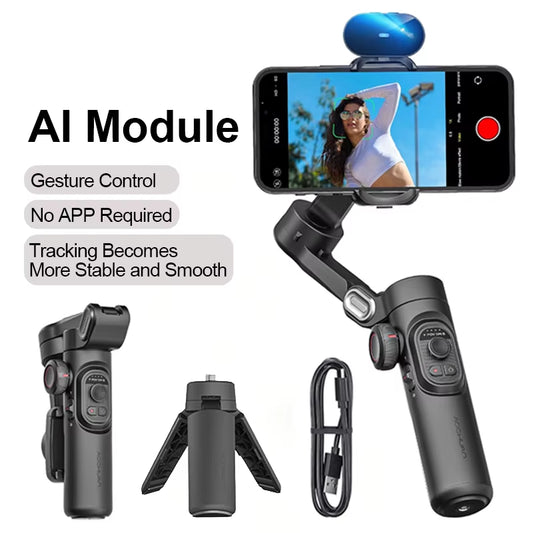 StabilPro XE: Gimbal 3 Ejes con Seguimiento Facial y Luz LED para Vlogging