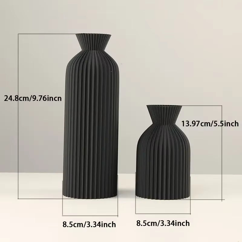Elegante Jarrón de Plástico Negro - Centro de Mesa Decorativo Boho Chic