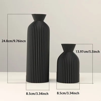 Elegante Jarrón de Plástico Negro - Centro de Mesa Decorativo Boho Chic