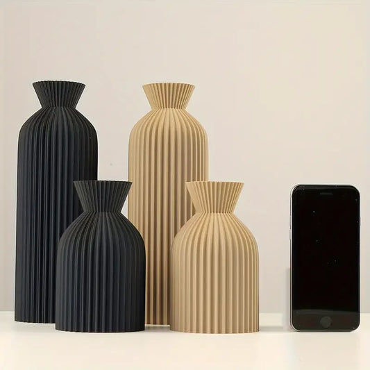 Elegante Jarrón de Plástico Negro - Centro de Mesa Decorativo Boho Chic
