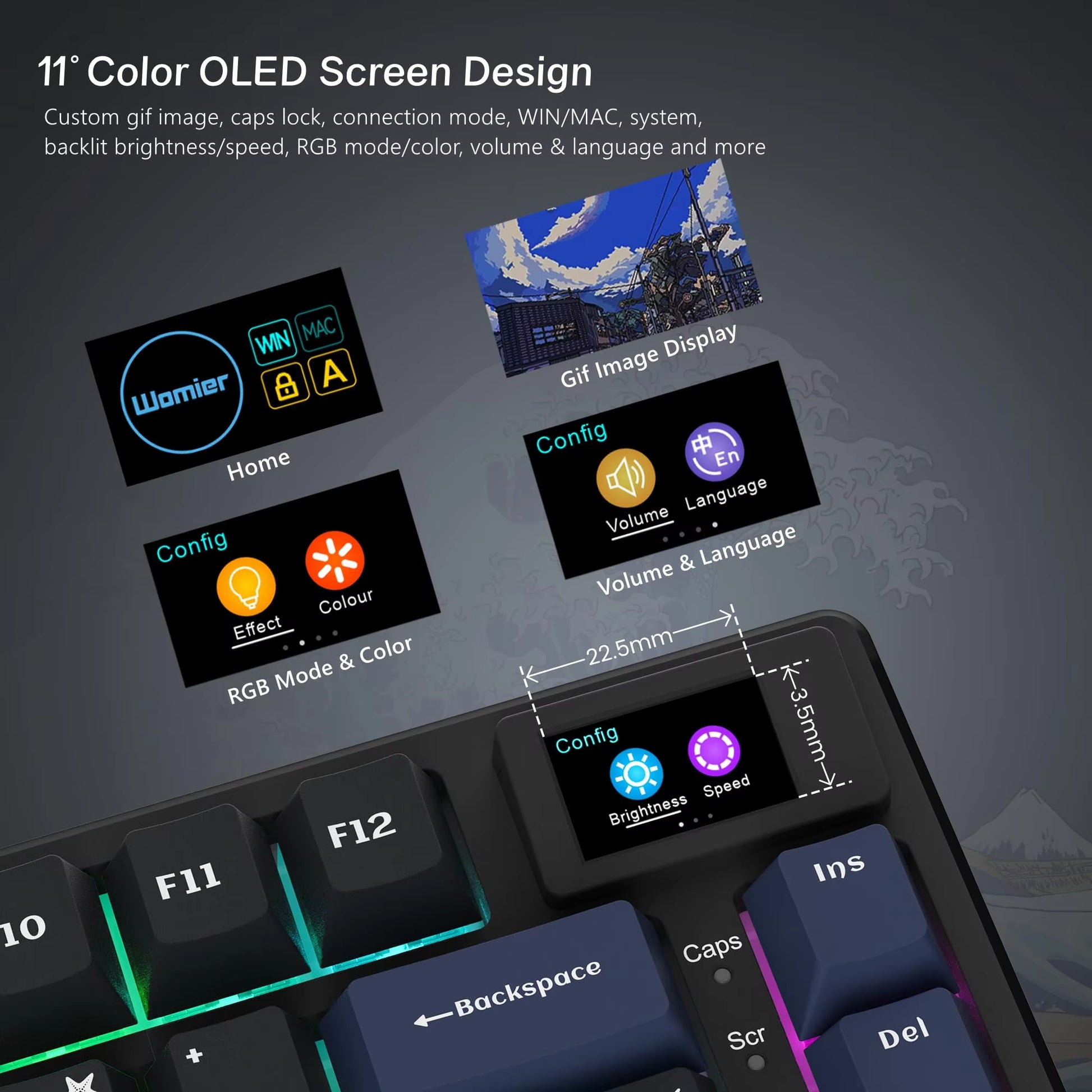 CrystalKeys S80 - Teclado Mecánico Gaming 75% con Pantalla OLED y RGB