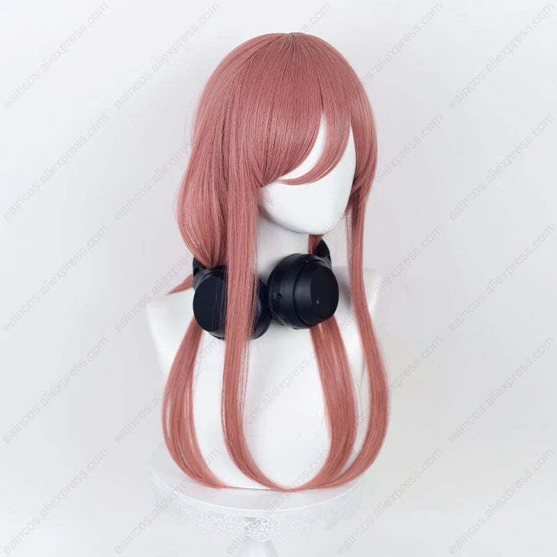 Anime Nakano Miku Cosplay Wig 58Cm Pelucas largas de color rosa oscuro con cabello sintético resistente al calor