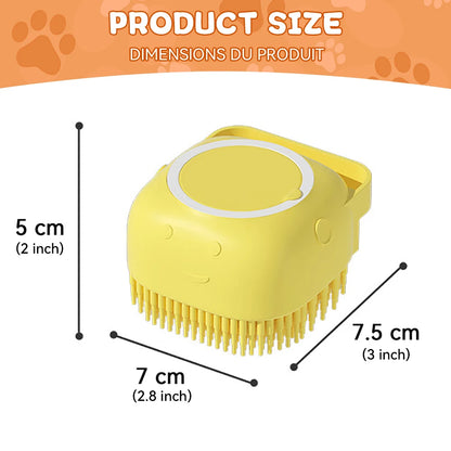 Cepillo de baño para mascotas con dispensador de champú