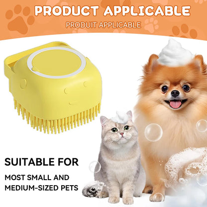Cepillo de baño para mascotas con dispensador de champú