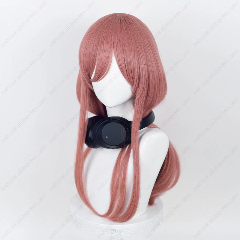 Anime Nakano Miku Cosplay Wig 58Cm Pelucas largas de color rosa oscuro con cabello sintético resistente al calor