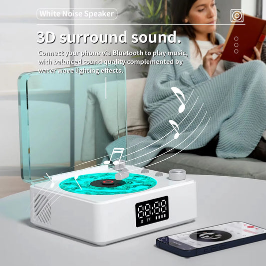 RetroWave - Altavoz giradiscos Bluetooth con RGB y ruido blanco
