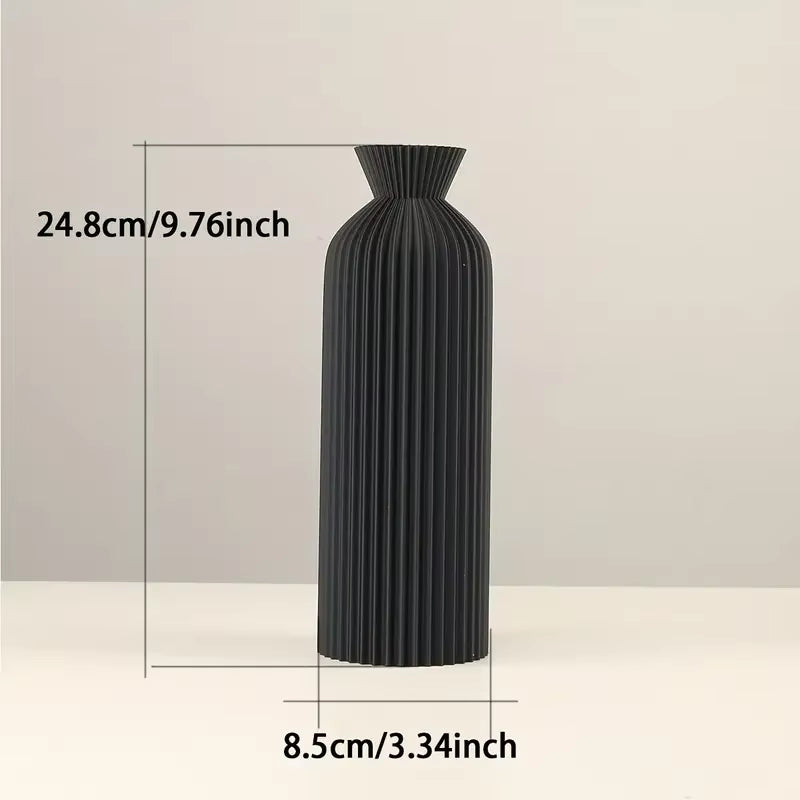 Elegante Jarrón de Plástico Negro - Centro de Mesa Decorativo Boho Chic