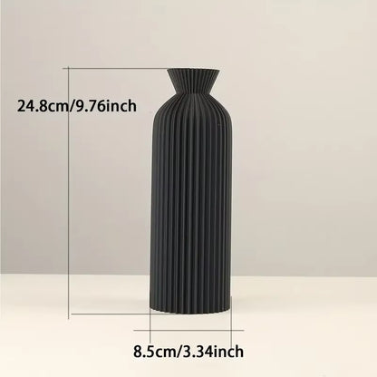 Elegante Jarrón de Plástico Negro - Centro de Mesa Decorativo Boho Chic