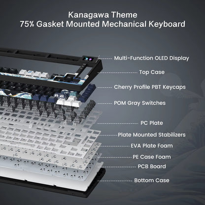 CrystalKeys S80 - Teclado Mecánico Gaming 75% con Pantalla OLED y RGB