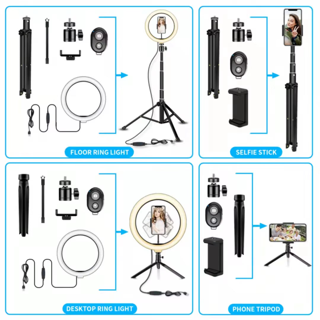 LumiRing Pro - Kit de Iluminación Profesional con Trípode para Redes Sociales