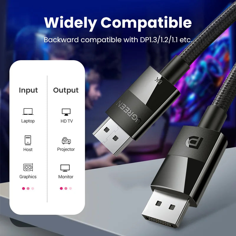 UltraDP Pro - Cable DisplayPort 1.4 para Gaming 8K/165Hz (32.4Gbps)